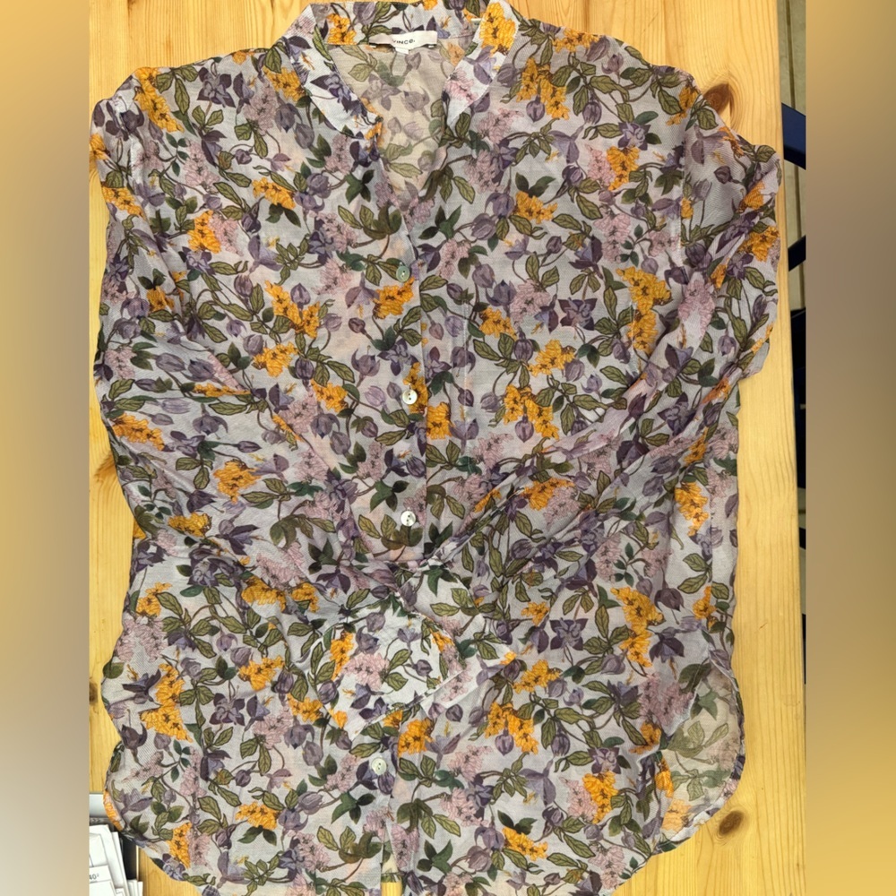 Vince Wisteria Vine purple print blouse XXS EUC
